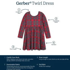 Infant & Toddler Girls Plaid About You Buttery Soft Viscose Made from Eucalyptus Holiday Twirl Dress