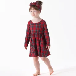 Infant & Toddler Girls Plaid About You Buttery Soft Viscose Made from Eucalyptus Holiday Twirl Dress