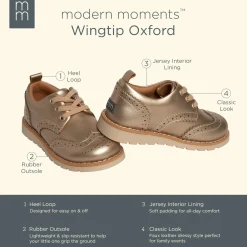 Infant & Toddler Girls Platinum Wingtip Oxfords