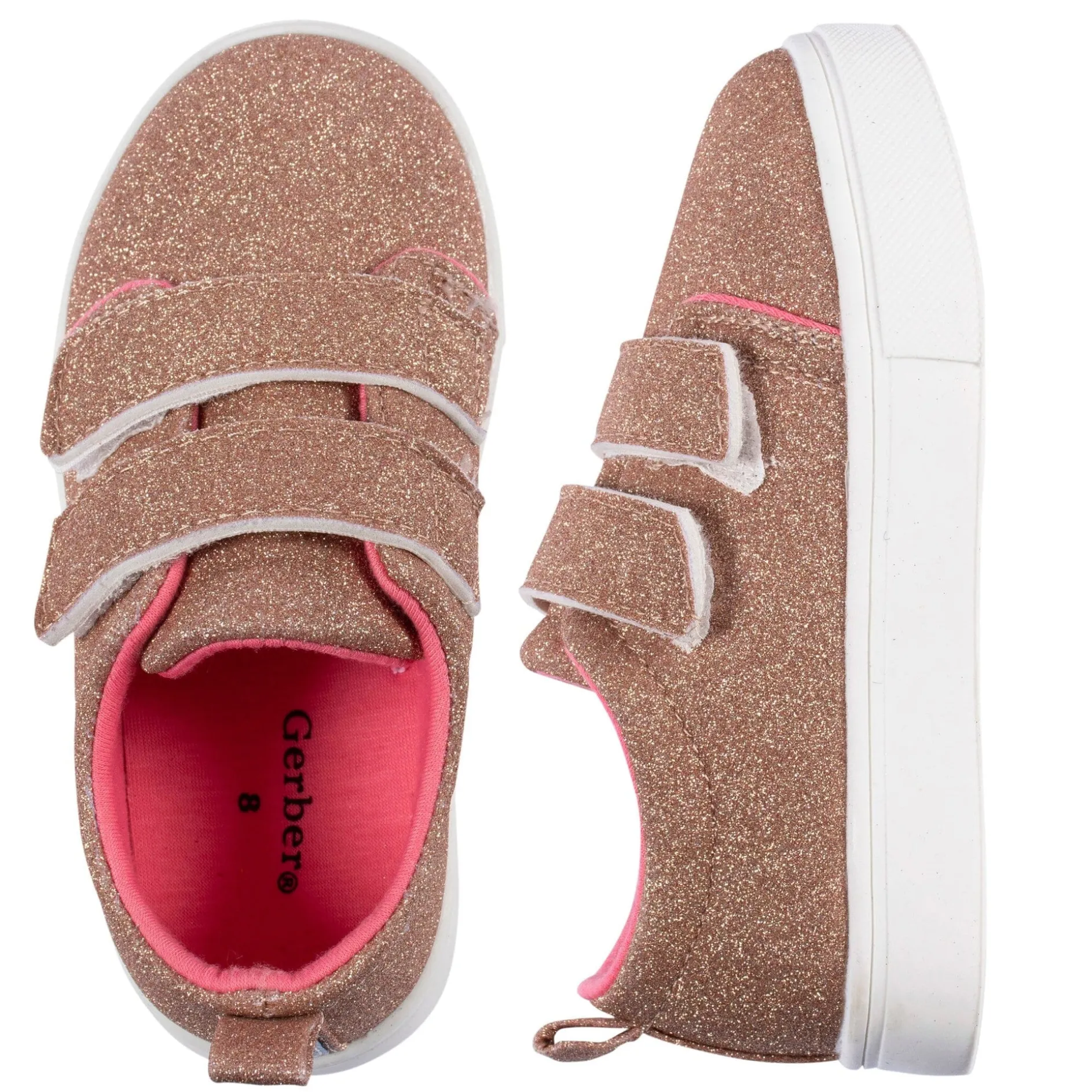Infant & Toddler Girls Rose Gold Glitter Strap Sneaker