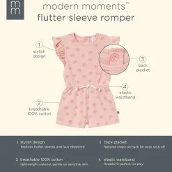 Infant & Toddler Girls Rose Seashells Flutter Sleeve Romper