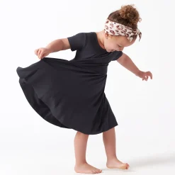 Infant & Toddler Girls Shadow Buttery Soft Viscose Made from Eucalyptus Twirl Dress