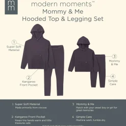 Mommy & Me 2-Piece Dark Grey Hooded Waffle Viscose Top & Legging Bundle