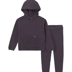 Mommy & Me 2-Piece Dark Grey Hooded Waffle Viscose Top & Legging Bundle