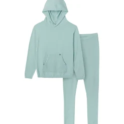 Mommy & Me 2-Piece Medium Sky Hooded Waffle Viscose Top & Legging Bundle