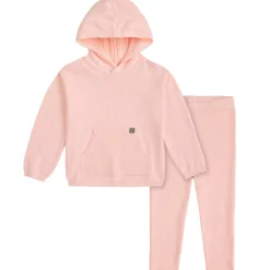 Mommy & Me 2-Piece Pink Hooded Waffle Viscose Top & Legging Bundle