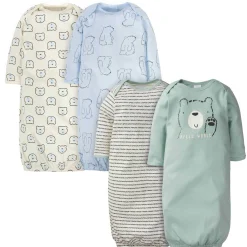 4-Pack Baby Boys Bear Gowns