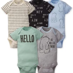5-Pack Baby Boys Bear Short Sleeve Onesies® Bodysuits