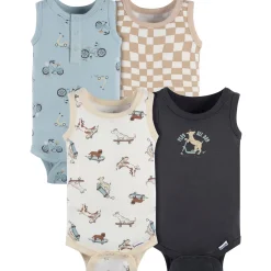 4-Pack Baby Boys Blue Bike Sleeveless Onesies® Bodysuits