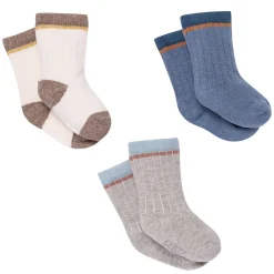 3-Pack Baby Boys Blue Colorblock Socks
