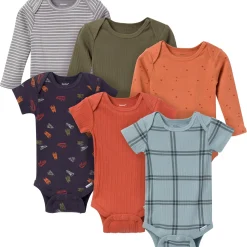 6-Pack Baby Boys Blue Plaid Bodysuits