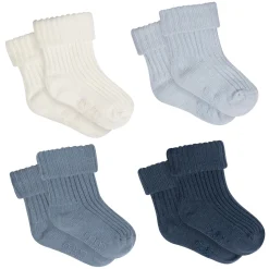 4-Pack Baby Boys Blue Rolled Cuff Ribbed Socks