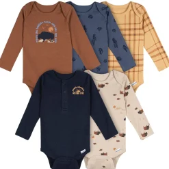 5-Pack Baby Boys Buffalo Long Sleeve Bodysuits