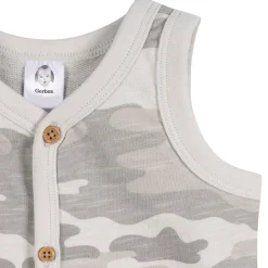 2-Pack Baby Boys Camo & Yellow Short Leg Sleeveless Romper, 0-3M