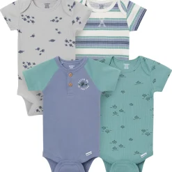 4-Pack Baby Boys Catch Me Fishing Short Sleeve Bodysuits
