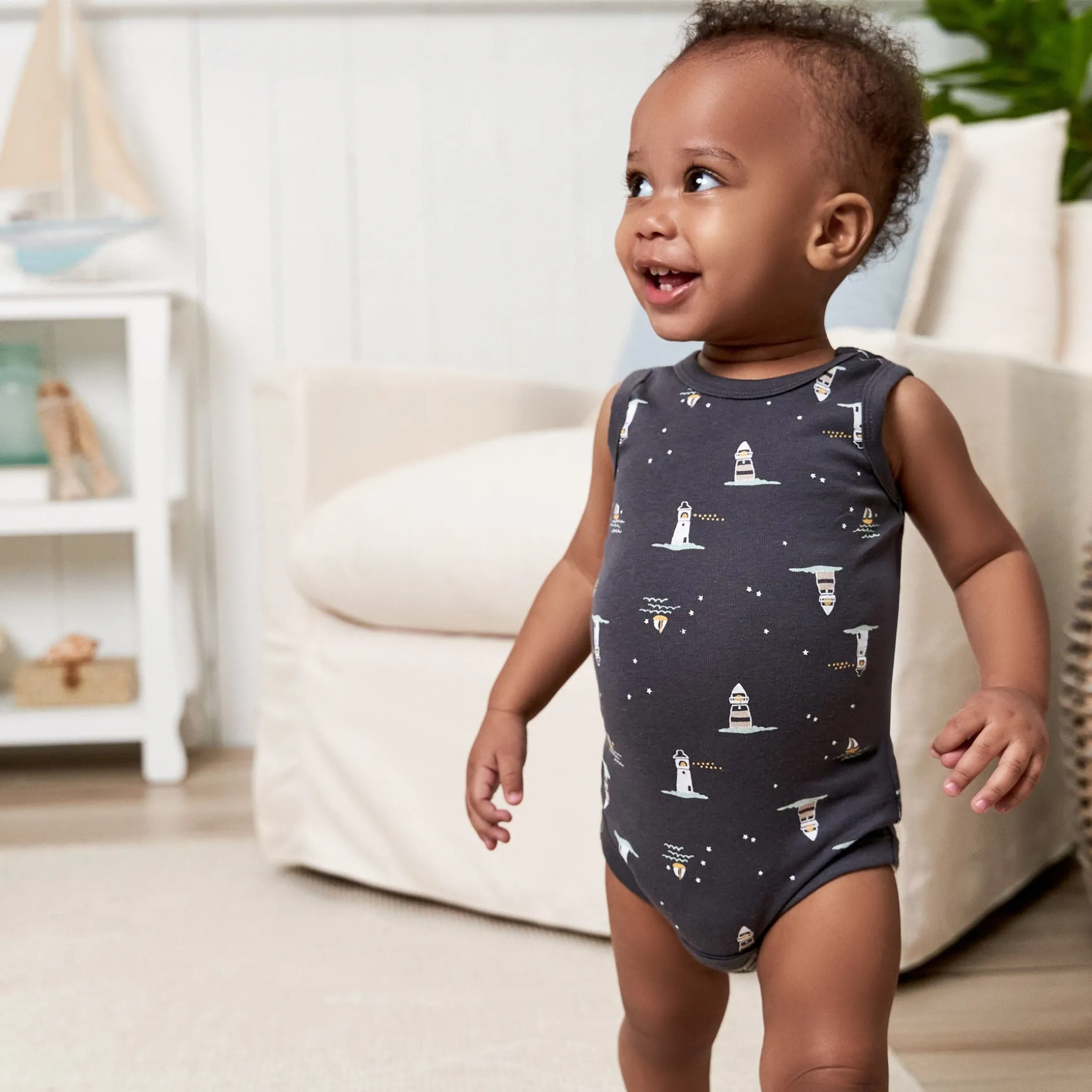 4-Pack Baby Boys Coastal Sleeveless Onesies® Bodysuits