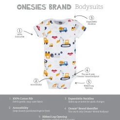 8-Pack Baby Boys Construction Zone Short Sleeve Onesies® Bodysuits