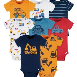 8-Pack Baby Boys Construction Zone Short Sleeve Onesies® Bodysuits