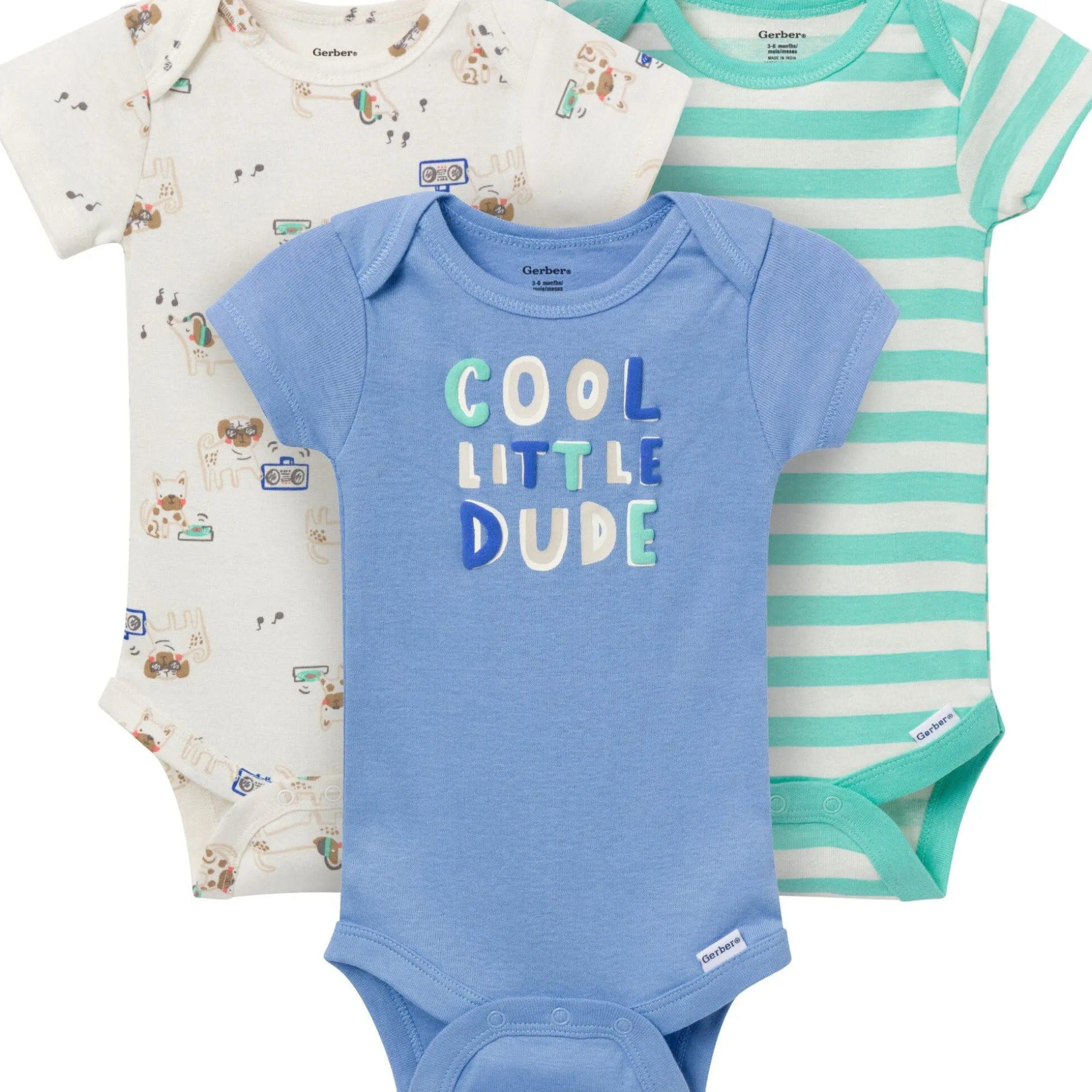 3-Pack Baby Boys Cool Dude Short Sleeve Onesies® Bodysuits