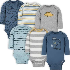 6-Pack Baby Boys Dinosaur Long Sleeve Onesies® Bodysuits