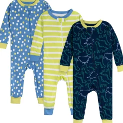 3-Pack Baby Boys Dinos Footless Pajamas
