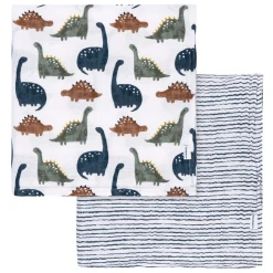2-Pack Baby Boys Dino Time Muslin Blankets