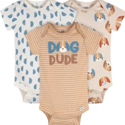 3-Pack Baby Boys Dog Dude Short Sleeve Onesies® Bodysuits