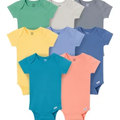8-Pack Baby Boys Earth Rainbow Short Sleeve Bodysuits