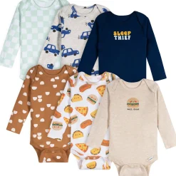 6-Pack Baby Boys Food Long Sleeve Onesies® Bodysuits