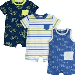 3-Pack Baby Boys Fun Rompers