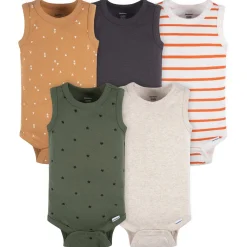 5-Pack Baby Boys Green Stars Sleeveless Onesies® Bodysuits