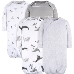 4-Pack Baby Boys Grey Coastal Gowns