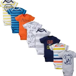 8-Pack Baby Boy Short Sleeve Puppy Onesies® Brand Bodysuits