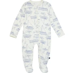 2-Pack Baby Boys Ivory Sailboat Sleep 'N Plays With Mitten Cuffs