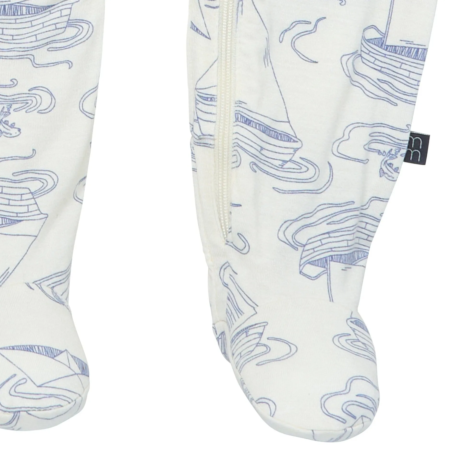 2-Pack Baby Boys Ivory Sailboat Sleep 'N Plays With Mitten Cuffs