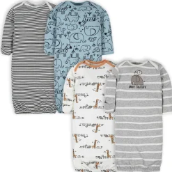 4-Pack Baby Boys Jungle Gowns