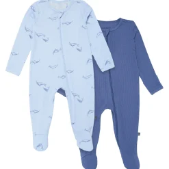 2-Pack Baby Boys Light Blue Whale Sleep 'N Plays With Mitten Cuffs