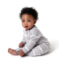 2-Pack Baby Boys Light Gray Tie Dye & Striped Raglan Sleeve Romper