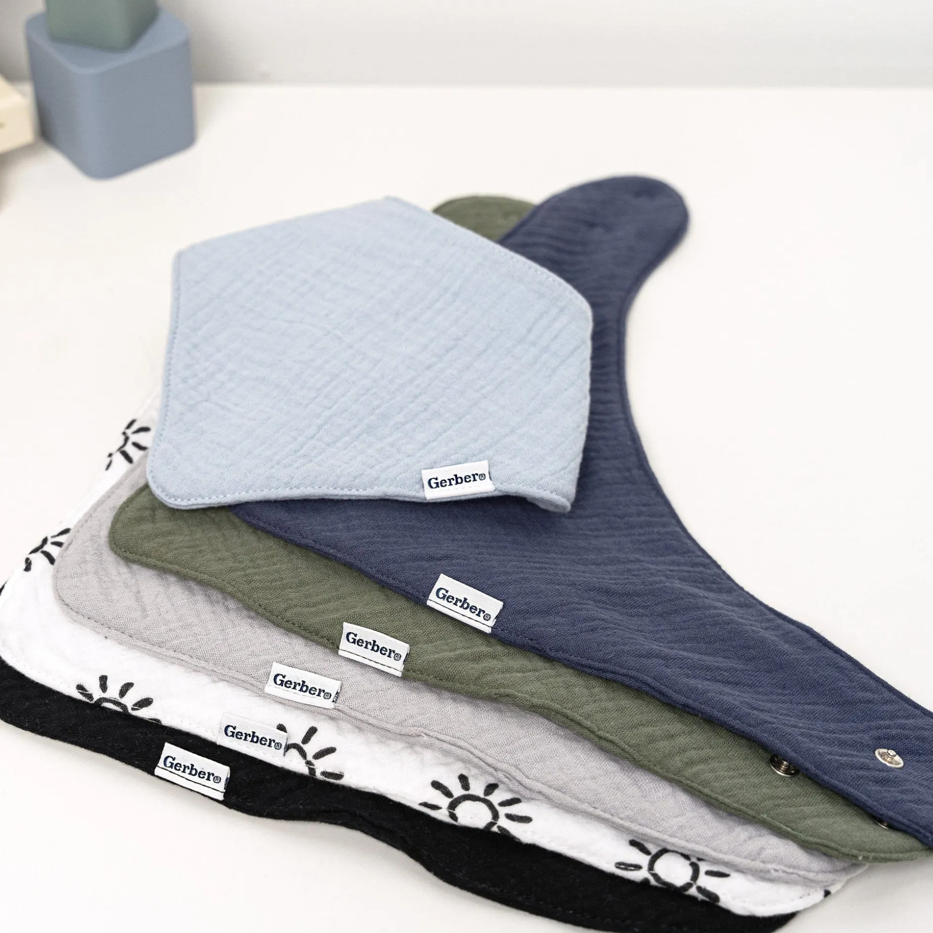 10-Pack Baby Boys Multi Blue Muslin Bandana Bibs