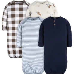 4-Pack Baby Boys Navy Dogs Gowns