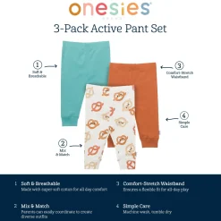 3-Pack Baby Boys Pretzels Active Pants