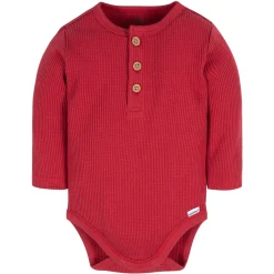 2-Pack Baby Boys Red & Heather Gray Long Sleeve Henley Onesies® Bodysuits