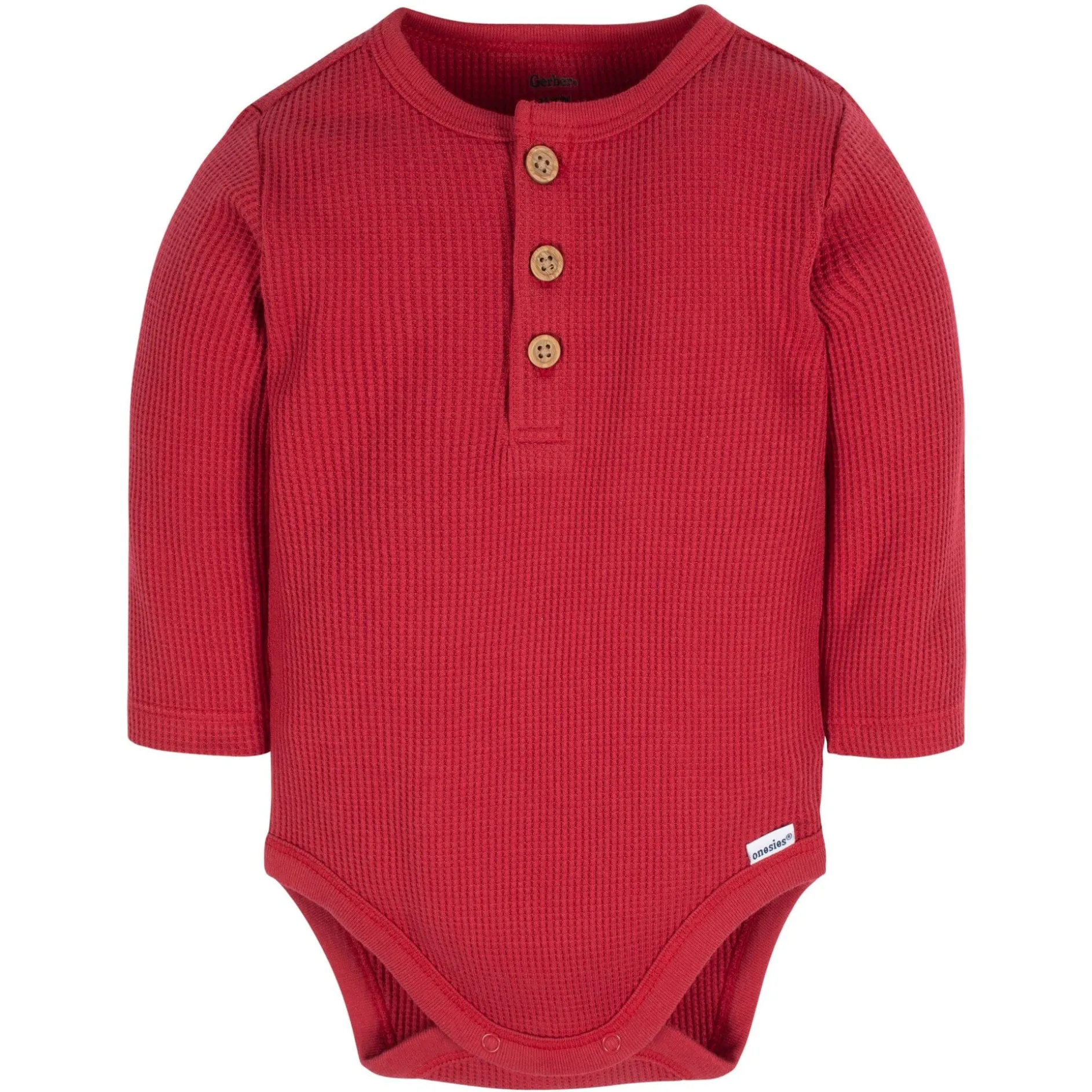 2-Pack Baby Boys Red & Heather Gray Long Sleeve Henley Onesies® Bodysuits