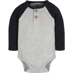 2-Pack Baby Boys Red & Heather Gray Long Sleeve Henley Onesies® Bodysuits