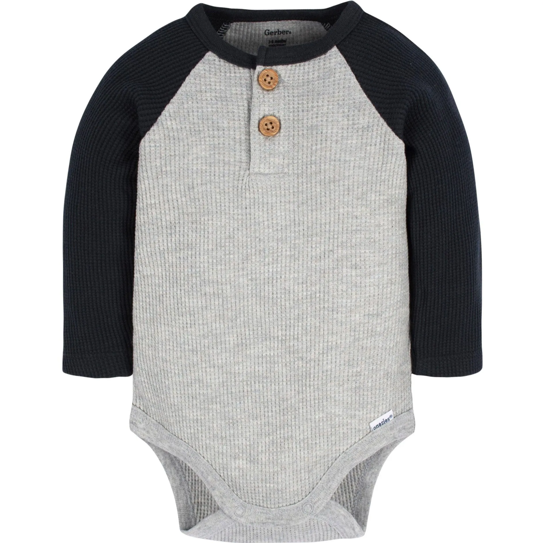2-Pack Baby Boys Red & Heather Gray Long Sleeve Henley Onesies® Bodysuits