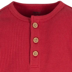 2-Pack Baby Boys Red & Heather Gray Long Sleeve Henley Onesies® Bodysuits