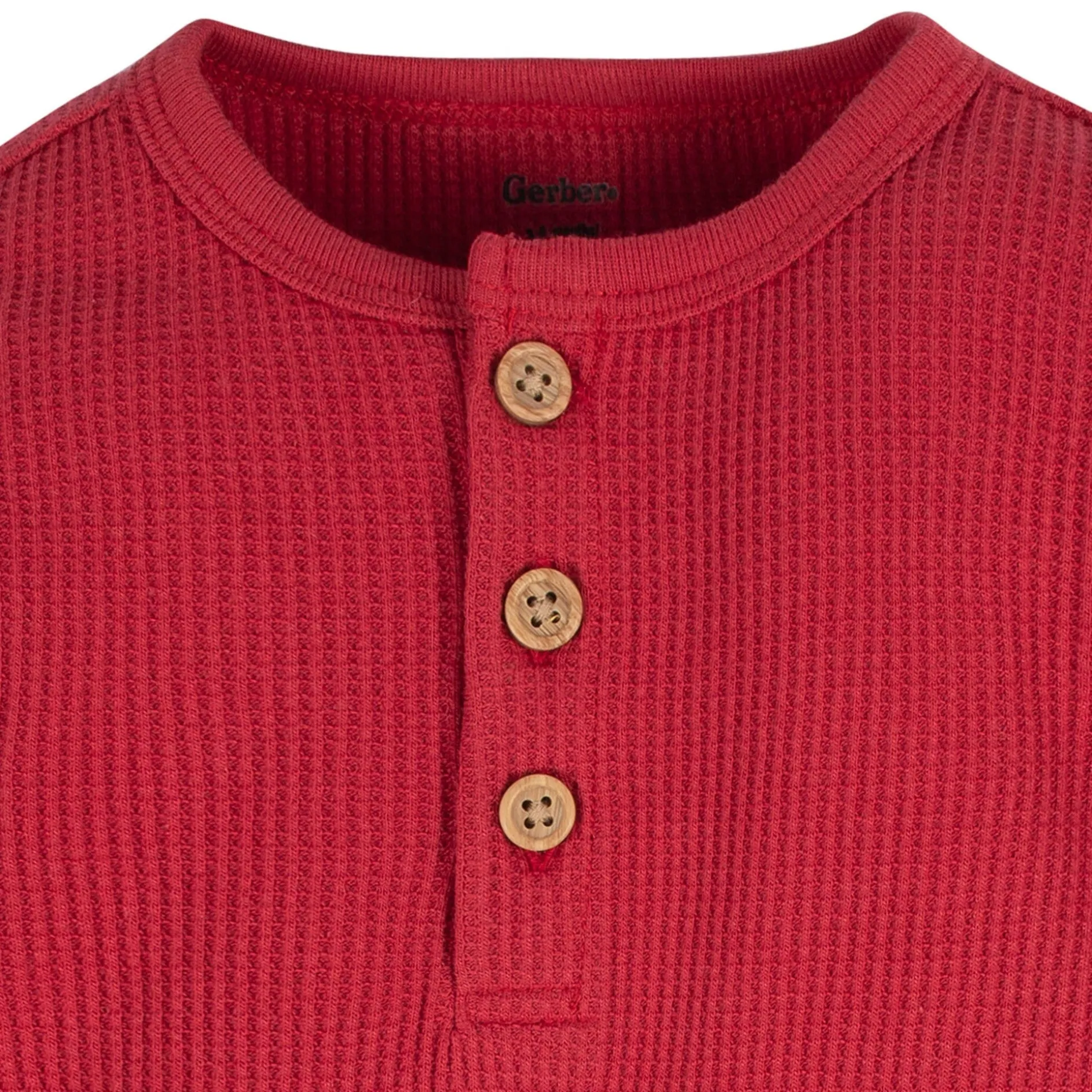 2-Pack Baby Boys Red & Heather Gray Long Sleeve Henley Onesies® Bodysuits