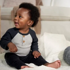 2-Pack Baby Boys Red & Heather Gray Long Sleeve Henley Onesies® Bodysuits