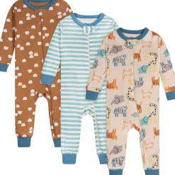 3-Pack Baby Boys Safari Footless Pajamas