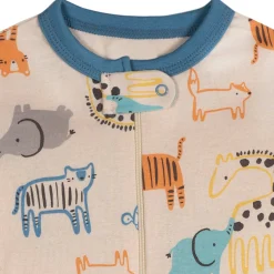 3-Pack Baby Boys Safari Footless Pajamas